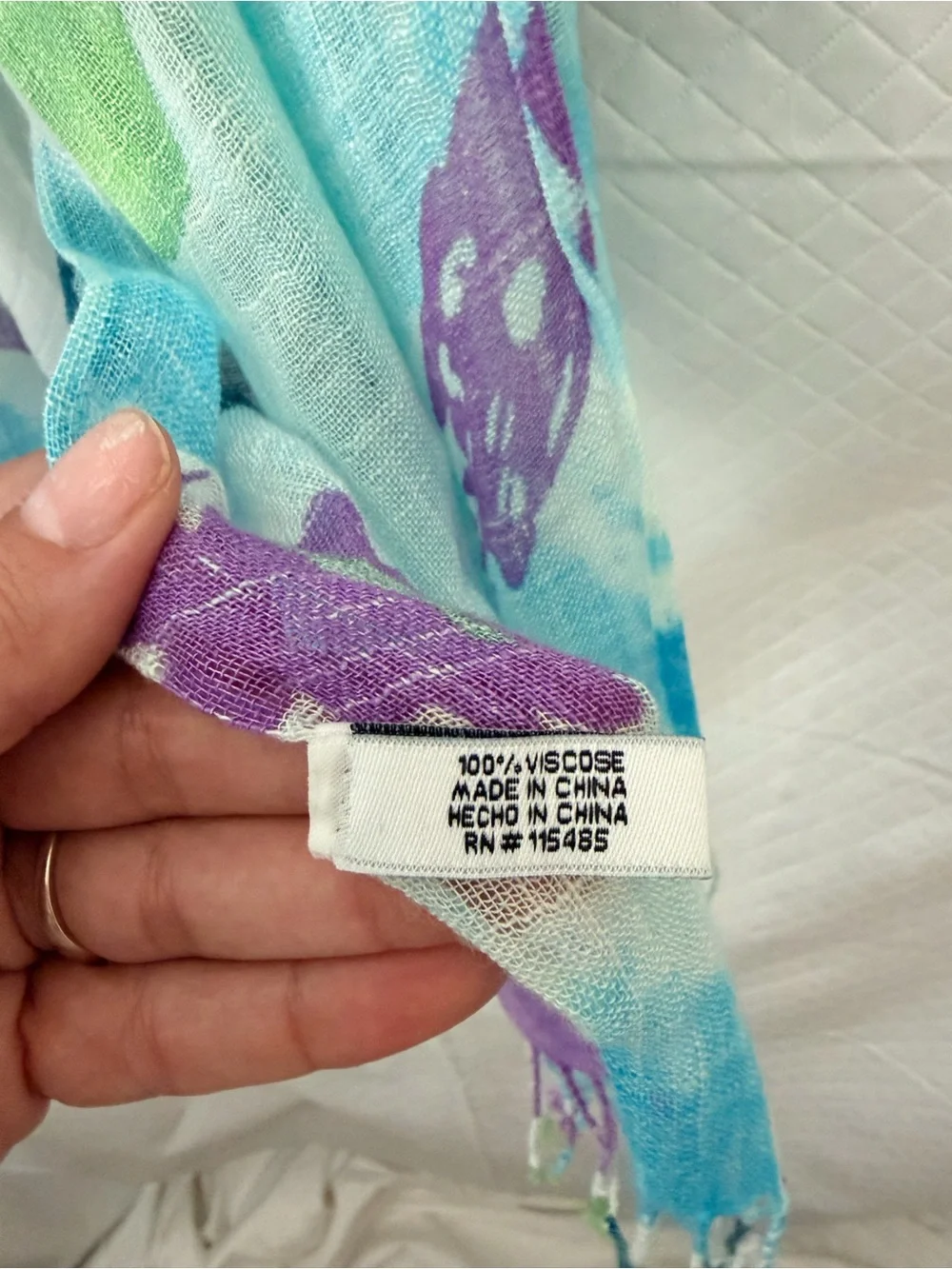 Lightweight Floral Print Scarf in Blue & Purple